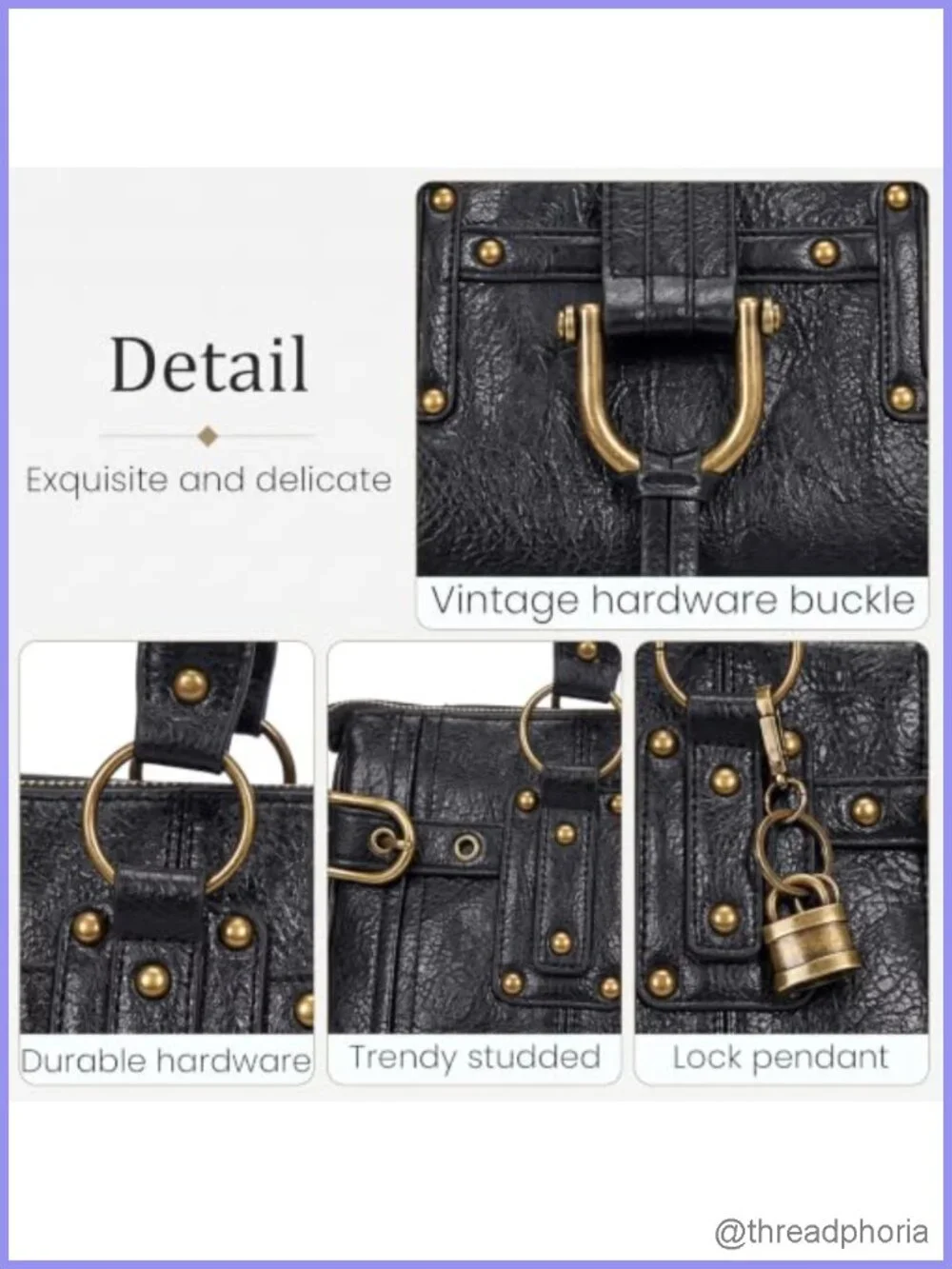Slouchy Y2K Hobo Bag Faux Leather Shoulder Purse Retro Distressed Hardware